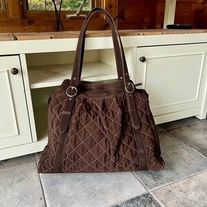 Vera Bradley Brown Quilted Tote Bag Purse